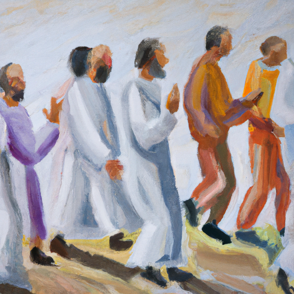 Image generated from Dall.e prompt 'An expressive oil painting of As they walked, Jesus opened their minds, allowing them to see him in the Scriptures, astonished and overwhelmed.' in 6.411071062088 seconds, which in turn was generated by the text-davinci-003 model from OpenAI