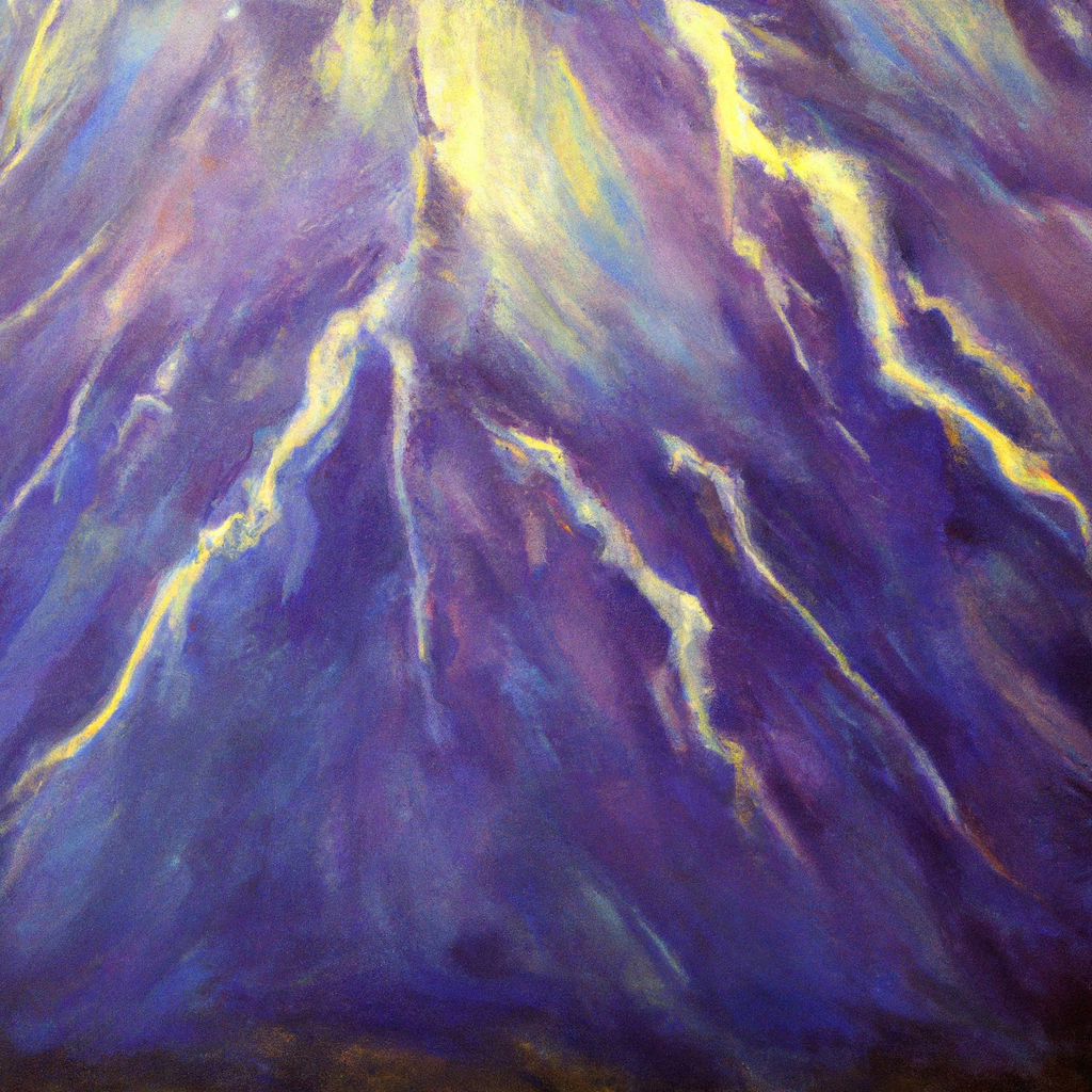 Image generated by AI from Dall.e prompt 'An expressive oil painting of A raging storm with plentiful thunder, lightning, and the voice of God booming through it all.'