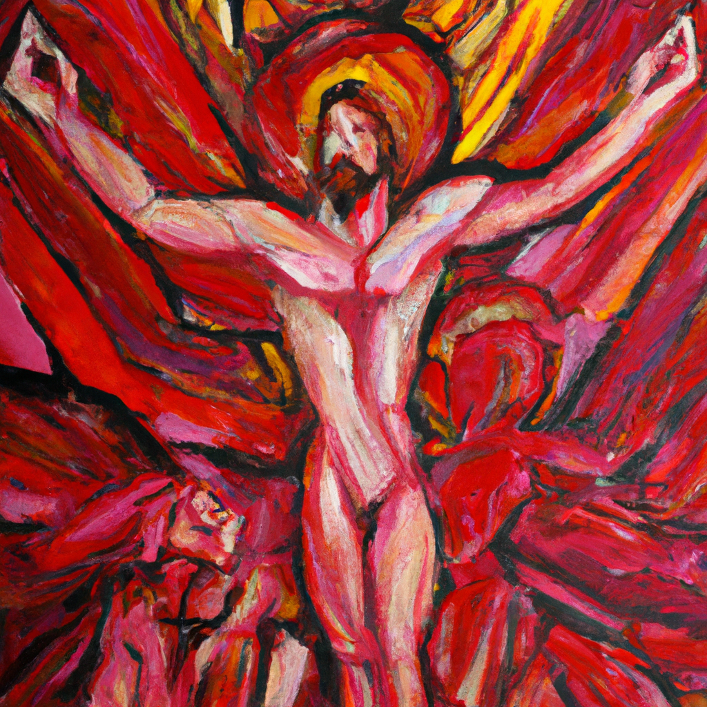 Image generated from Dall.e prompt 'An expressive oil painting of A sin-soaked body, redeemed and transformed into a living sacrifice, eagerly giving of its gifts for the Lord.'