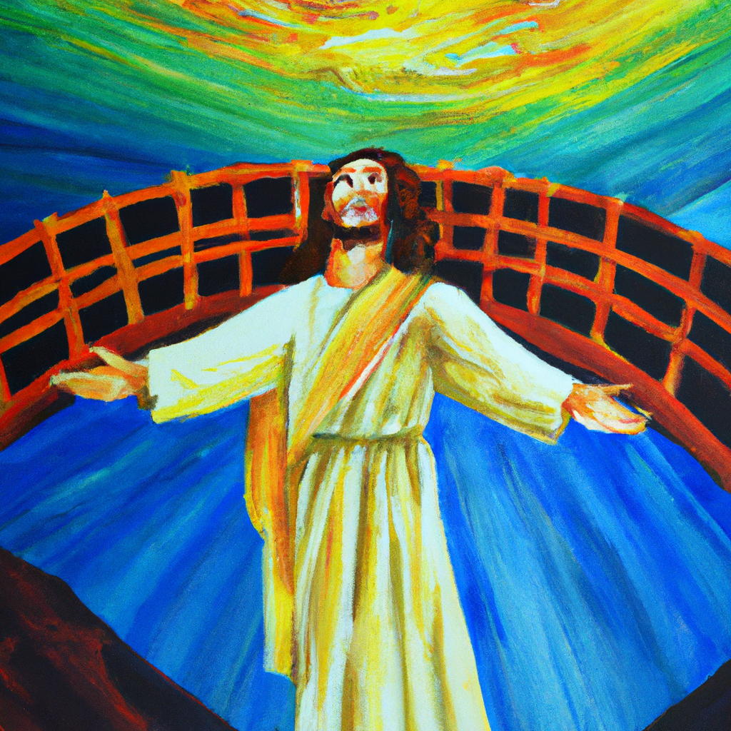 Image generated from Dall.e prompt 'An expressive oil painting of Jesus is the bridge between heaven and earth, ready to carry us home.'