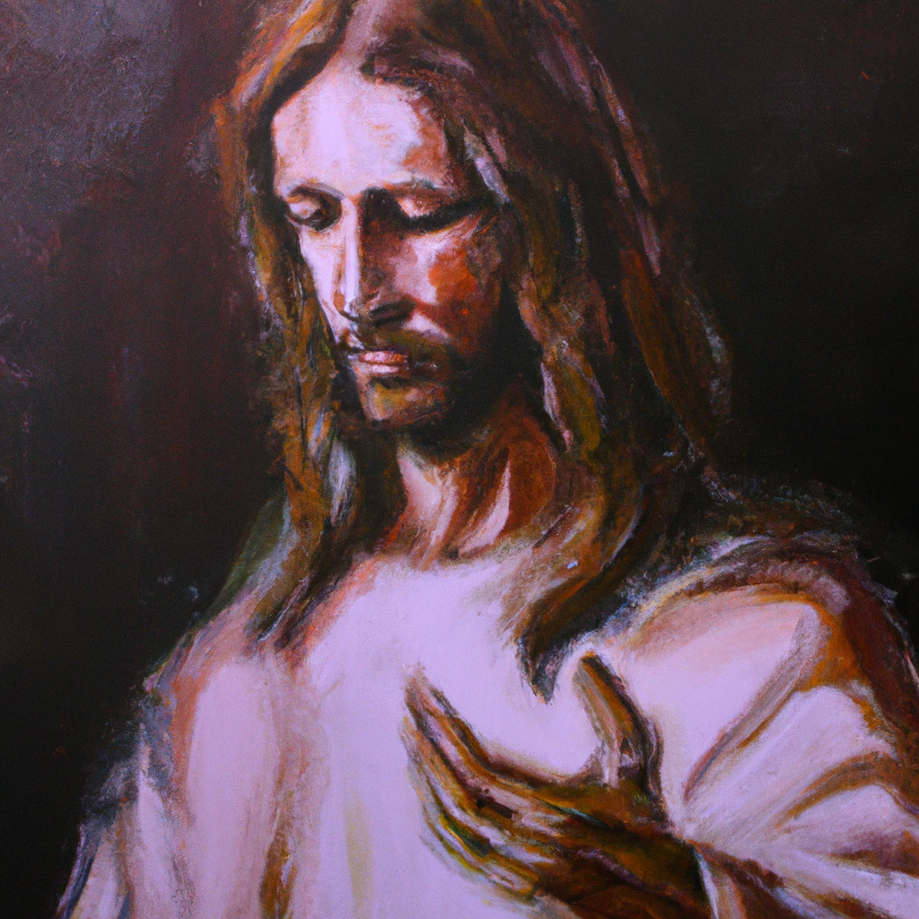 Image generated from Dall.e prompt 'An expressive oil painting of Jesus, uplifted and glorified, humbly and selflessly serves as a model for us all.'