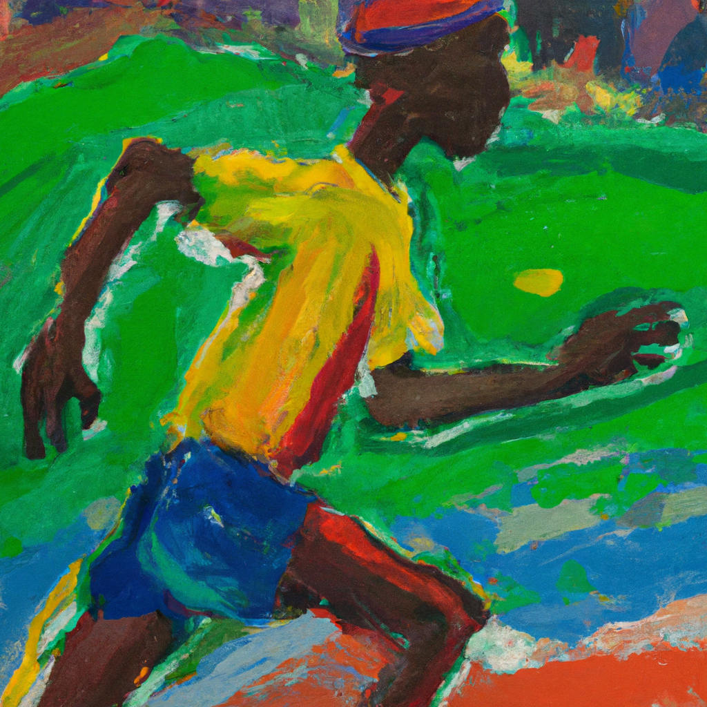 Image generated from Dall.e prompt 'An expressive oil painting of A runner running the race with eyes fixed on the prize; persevering amid obstacles and striving for glory.'