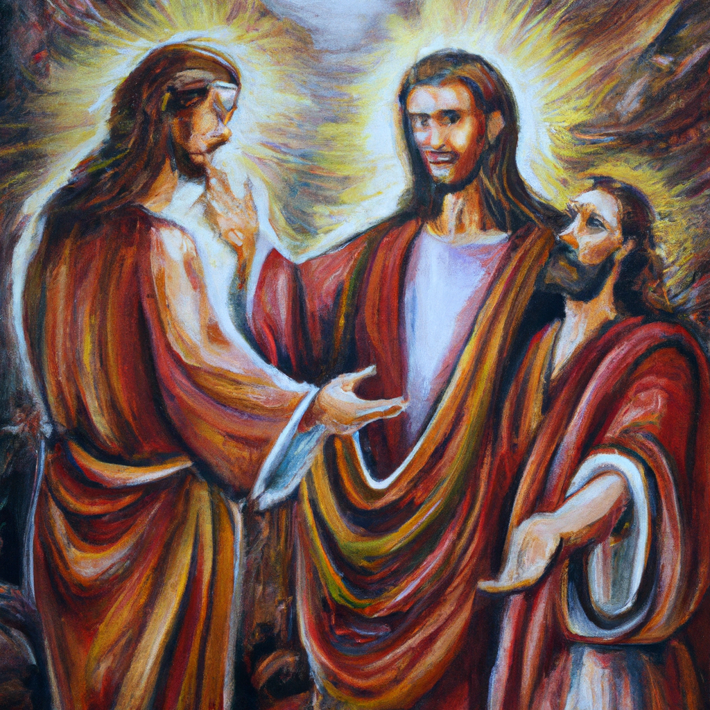 Image generated by AI from Dall.e prompt 'An expressive oil painting of Christ presented a vivid image: lovingly confront, restore fellow brother, two authorities bear witness, settle differences, forgive many times.'