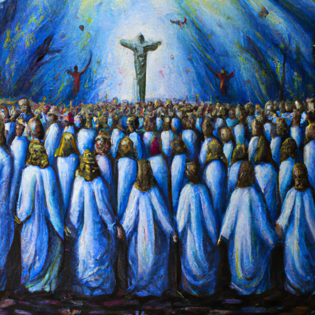 Image generated by AI from Dall.e prompt 'An expressive oil painting of Christ followers in awe of each other and the gift of the Holy Spirit, devotedly united as one family.'