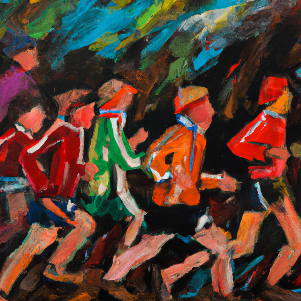 Image generated by AI from Dall.e prompt 'An expressive oil painting of 'Runners in a race, not fainting though buffeted- faith like a shield, hope the goal seen in sight''