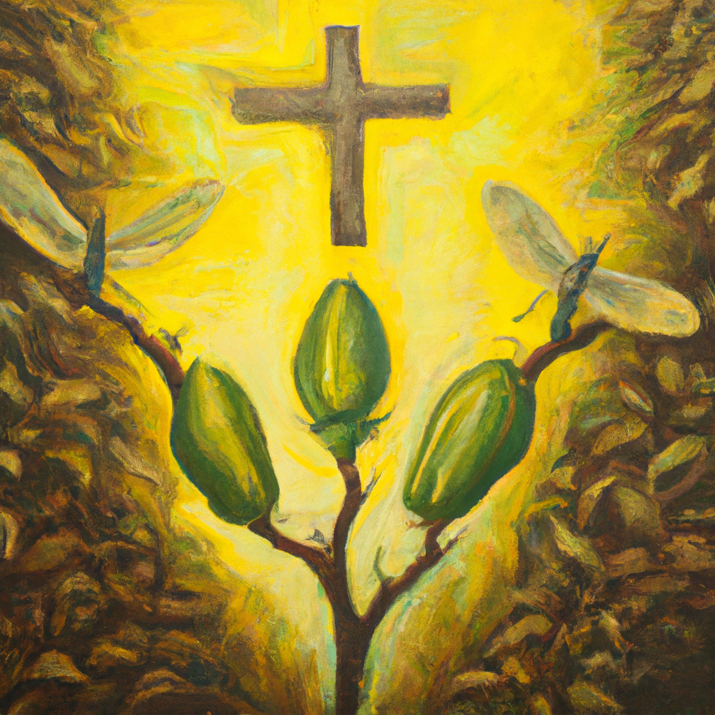 Image generated by AI from Dall.e prompt 'An expressive oil painting of Resurrection victory: seeds transform to glorious bodies, death conquered, and sin vanquished by Jesus Christ's triumphant resurrection.'