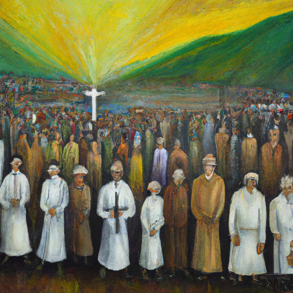 Image generated from Dall.e prompt 'An expressive oil painting of Faithful community, enriched in speech and knowledge, eagerly awaiting Christ's return, strengthened by God's faithfulness.'