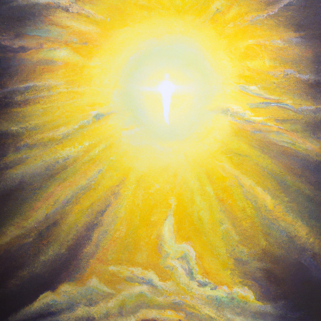 Image generated from Dall.e prompt 'An expressive oil painting of Radiant sun shines through clouds, revealing God's ultimate authority and glory, speaking through Jesus.'