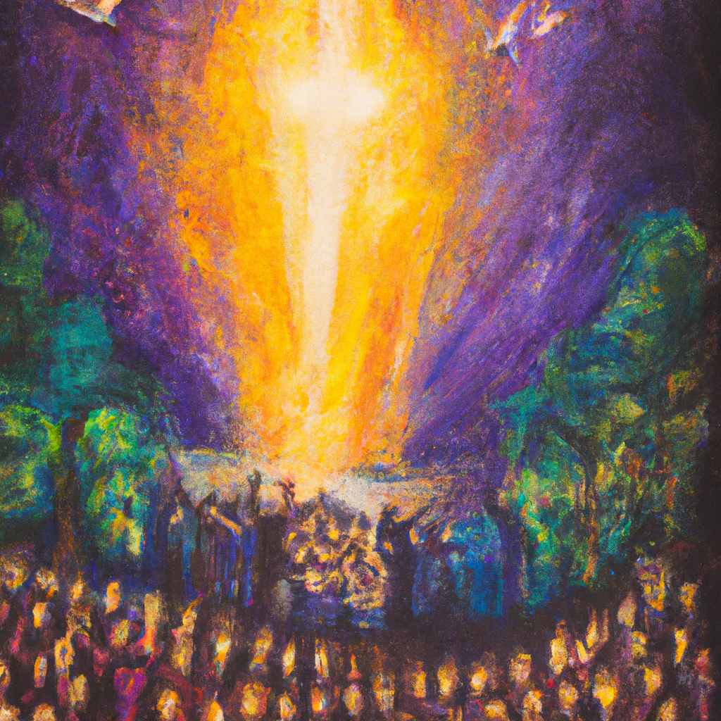 Image generated by AI from Dall.e prompt 'An expressive oil painting of A vision of God's glory shining through a diverse community, bringing strength and praise to all believers.'