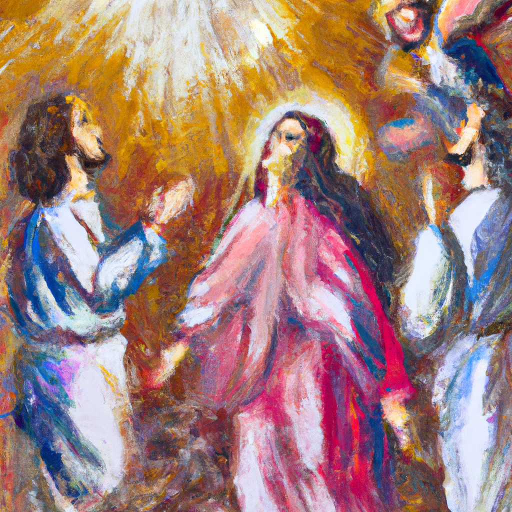 Image generated from Dall.e prompt 'An expressive oil painting of Shepherds in awe, praising and glorifying God, as Mary treasures moments with Jesus in her heart.'