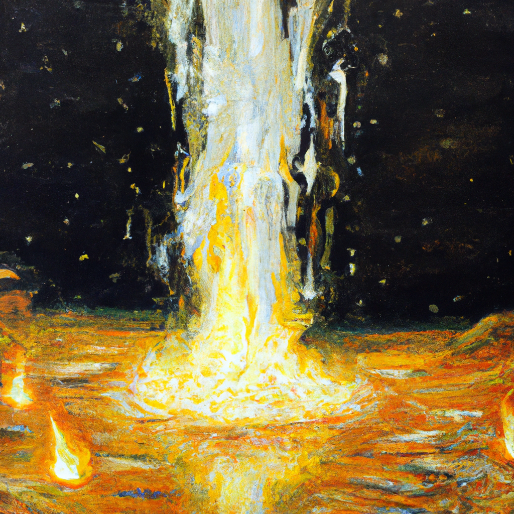 Image generated by AI from Dall.e prompt 'An expressive oil painting of A refiner's fire burns away impurities, leaving purified silver and gold, mirroring God's refining of his people.'