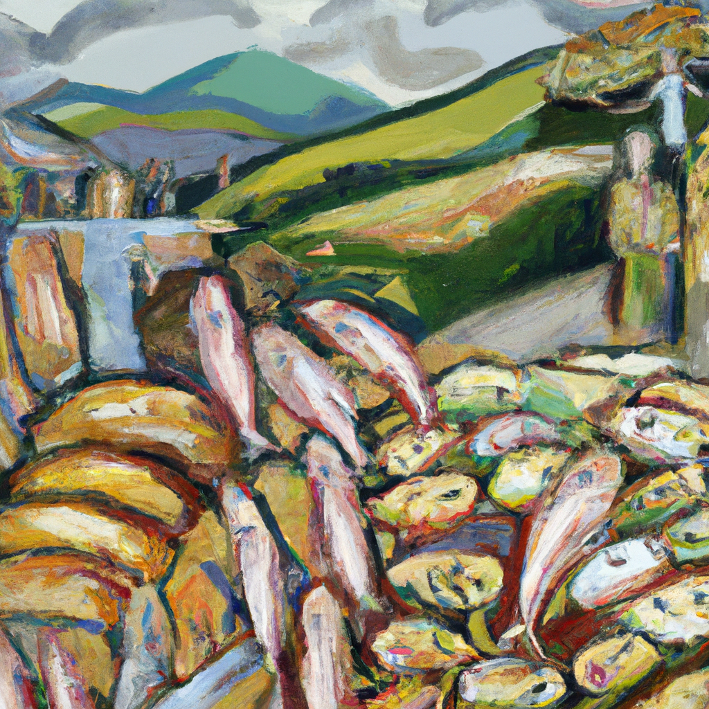 Image generated by AI from Dall.e prompt 'An expressive oil painting of Crowds gather on green hills, 5 loaves and 2 fish multiply, satisfying thousands, leftover baskets evidence abundant provision.'