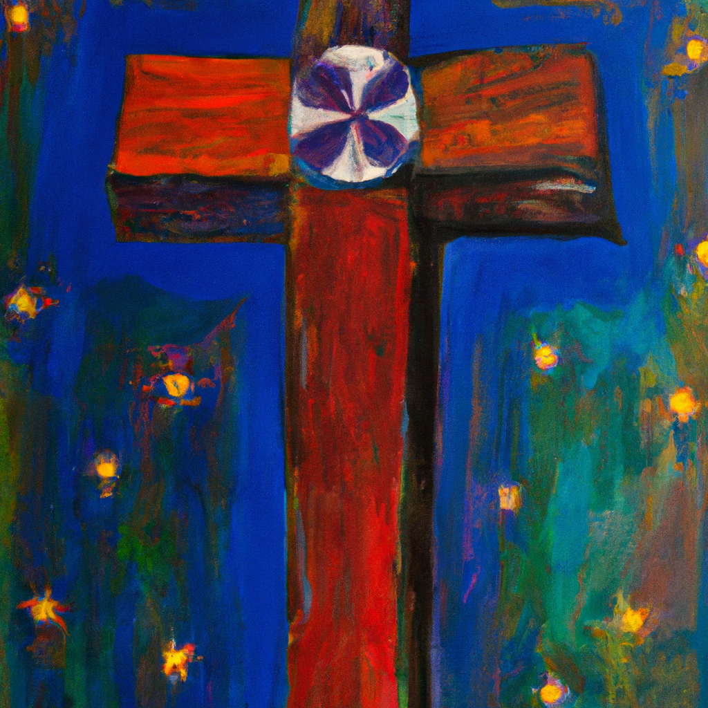 Image generated from Dall.e prompt 'An expressive oil painting of Cross as foolishness to those perishing, but power and wisdom to those saved. The paradox of God's salvation.'