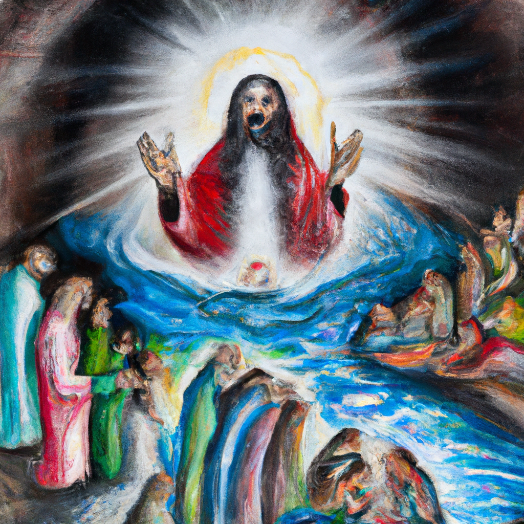 Image generated from Dall.e prompt 'An expressive oil painting of A person in anguish, surrounded by enemies, seeking refuge and rescue, with hope in the steadfast love of God.'