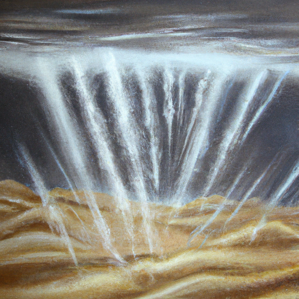 Image generated from Dall.e prompt 'An expressive oil painting of A mighty storm rages, raining bread from heaven and streams of water flowing endlessly across the desolate land.'