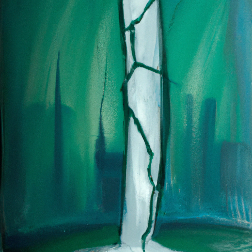 Image generated from Dall.e prompt 'An expressive oil painting of Imagine a fragile glass tower; one crack can shatter its integrity, symbolizing how any single fault disrupts perfect harmony.'