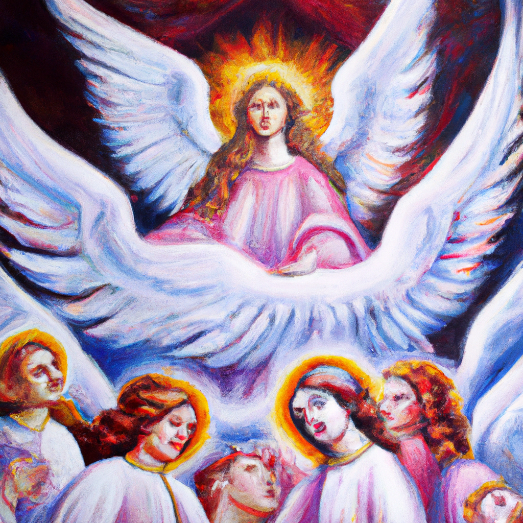 Image generated from Dall.e prompt 'An expressive oil painting of The Lord reigns with majesty; His angels soar, while His love embraces creation, guiding hearts in eternal harmony and peace.'