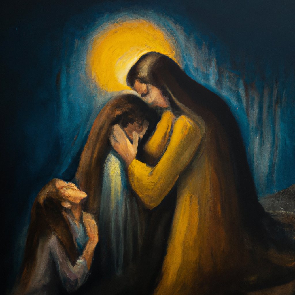 Image generated from Dall.e prompt 'An expressive oil painting of A desperate plea rises, seeking refuge and support amidst shadows; hope gleams in trust, as strength envelops the weary heart.'