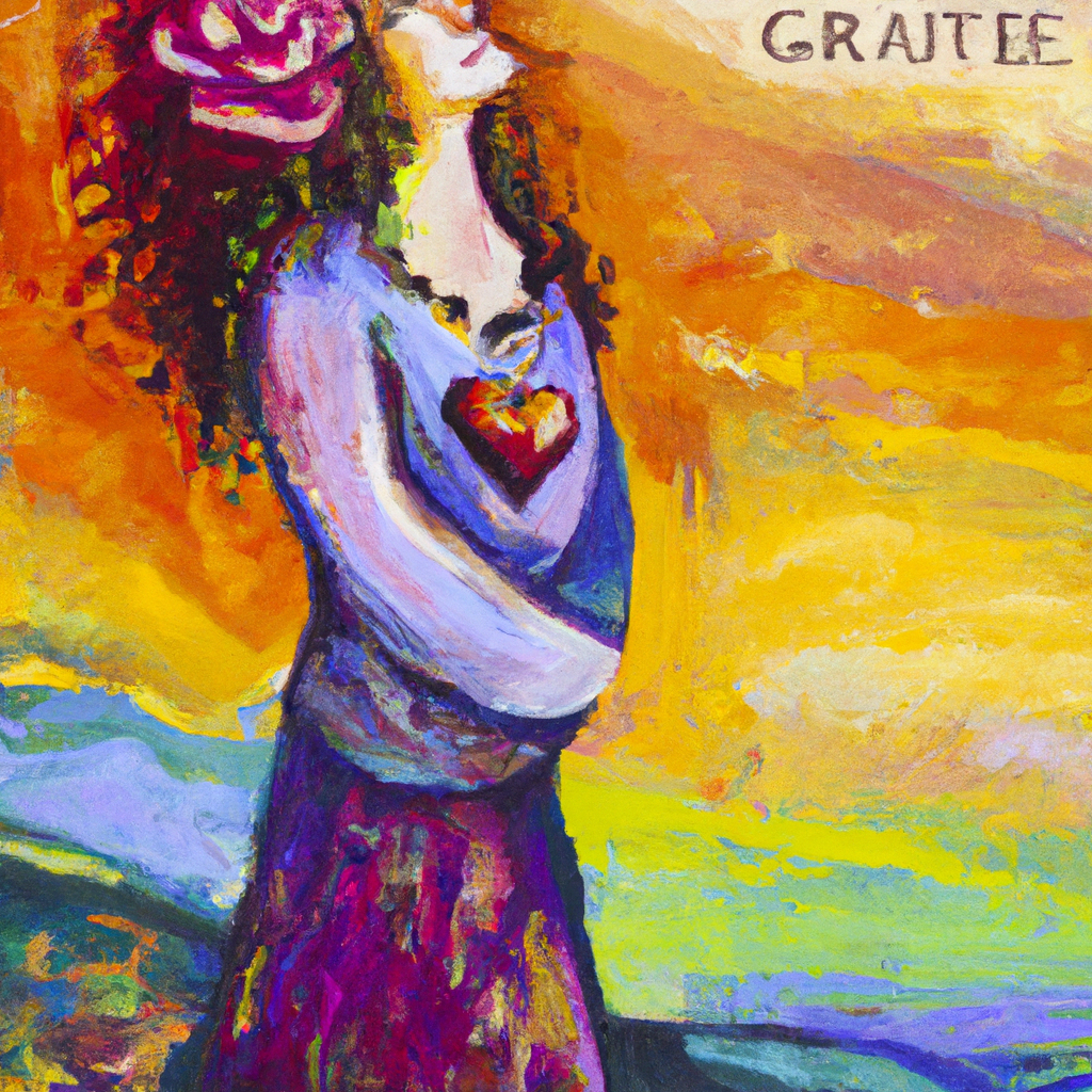 Image generated from Dall.e prompt 'An expressive oil painting of A grateful heart embraces divine love, echoing trust; a soul rescued from shadows sings joyfully, reflecting profound grace and peace.'