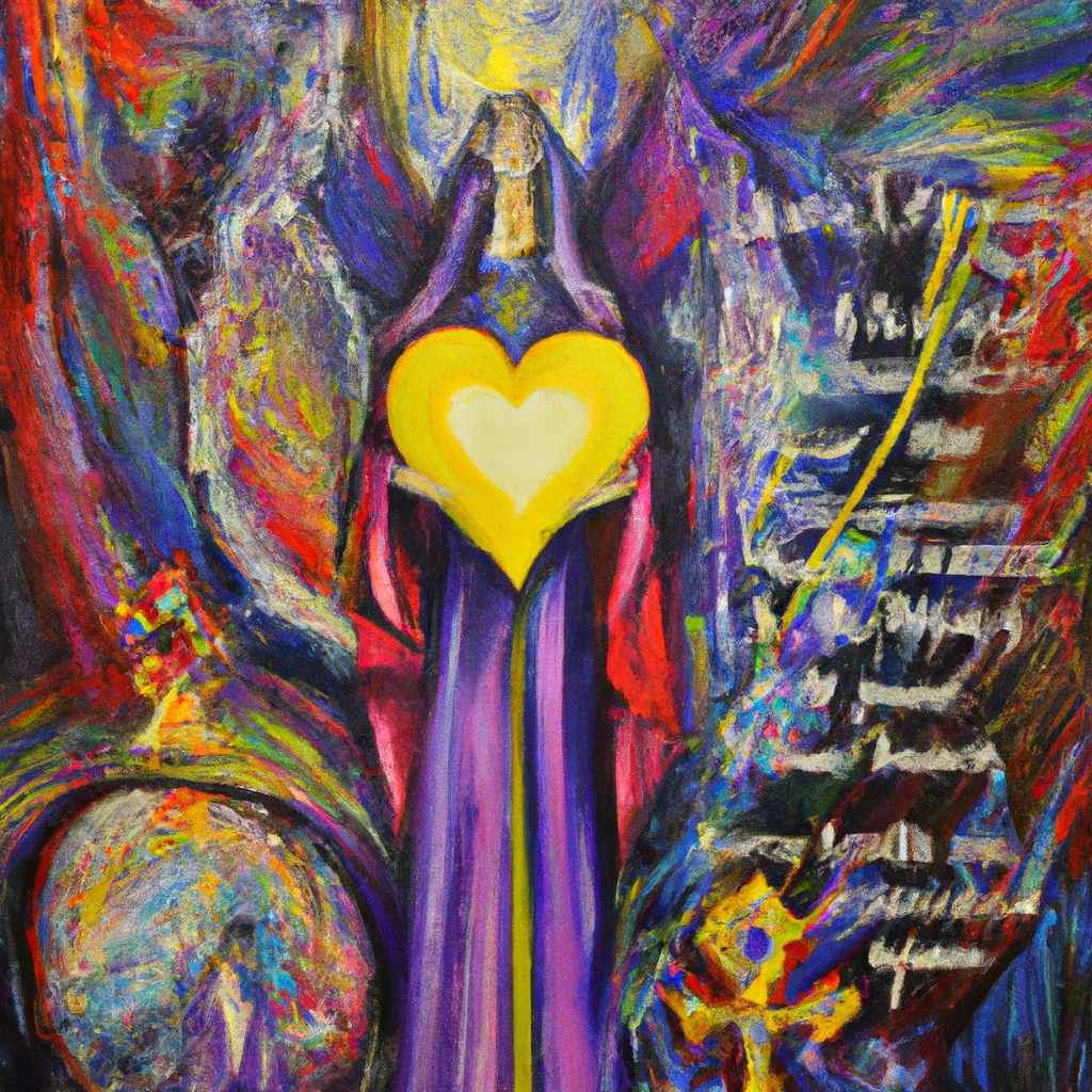 Image generated from Dall.e prompt 'An expressive oil painting of The Word of God pierces like a gleaming sword, revealing hearts, thoughts, and intentions, offering divine insight and understanding.'