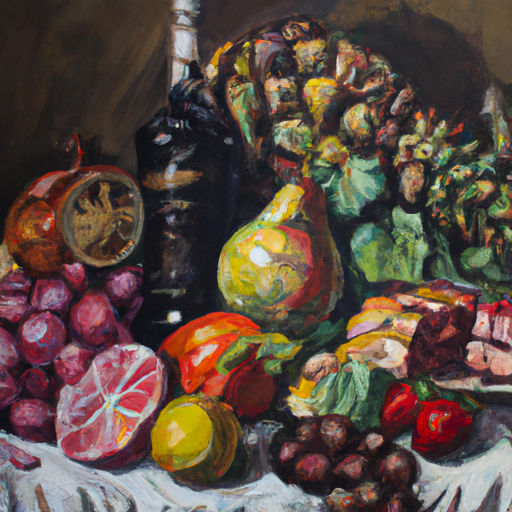 Image generated by AI from Dall.e prompt 'An expressive oil painting of A banquet of rich foods and fine wines unfolds, where divine grace erases shadows, and all tears are gently wiped away.'