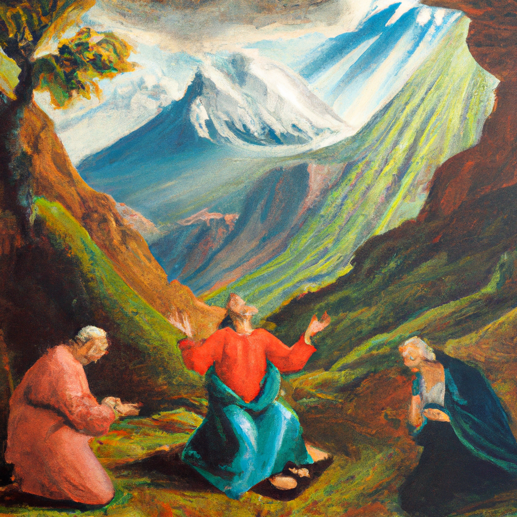 Image generated from Dall.e prompt 'An expressive oil painting of In a wilderness, John the Baptist preaches passionately, preparing hearts for the coming one, as valleys rise and mountains fall.'