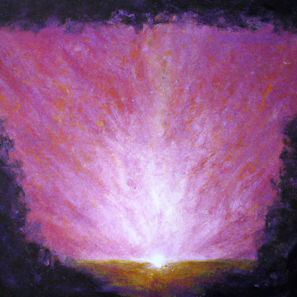 Image generated from Dall.e prompt 'An expressive oil painting of A radiant light breaks through darkness, guiding hearts to embrace grace and transform lives into vessels of goodness and hope.'