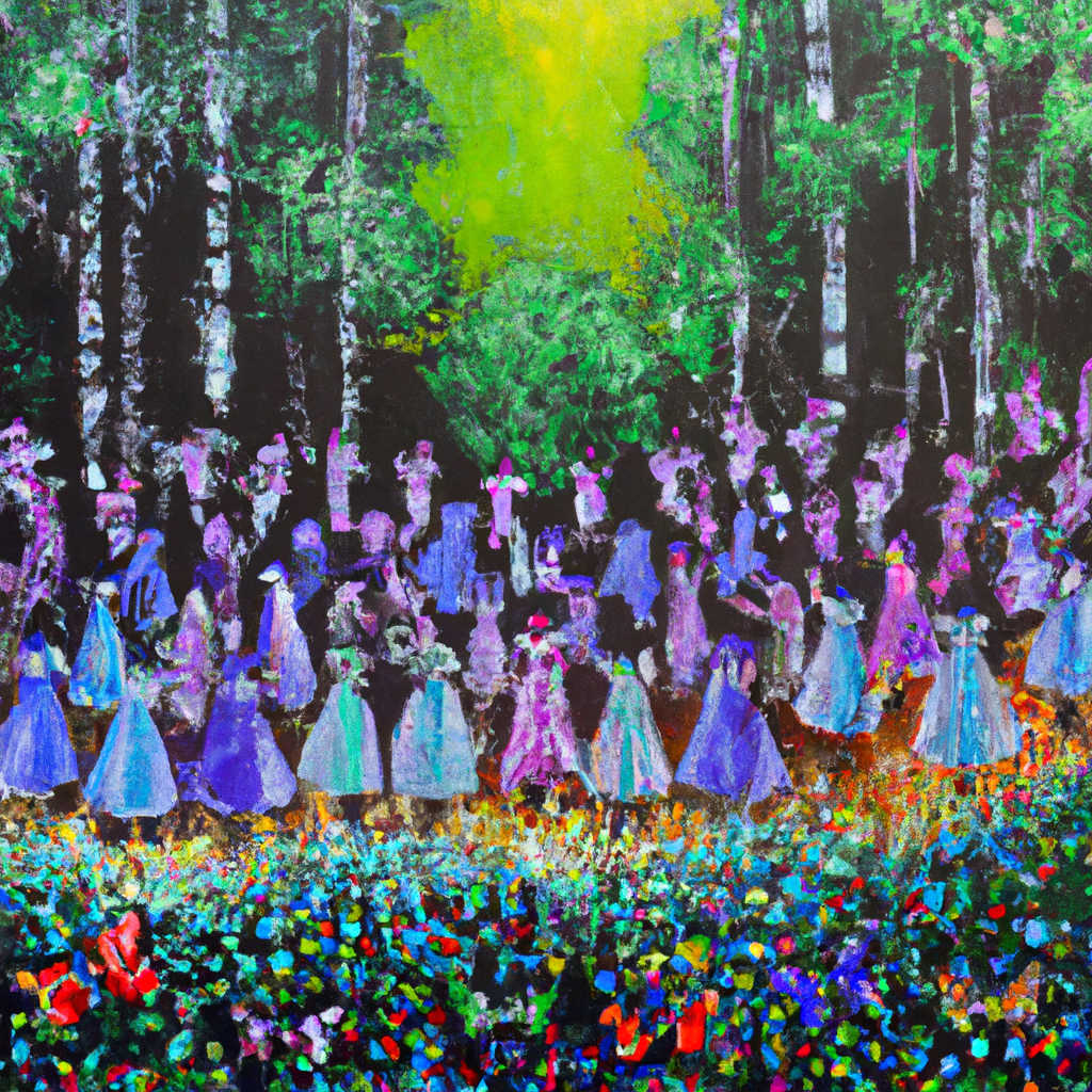 Image generated from Dall.e prompt 'An expressive oil painting of A joyful celebration unfolds, where weary souls are gathered, nature rejoices, and abundance flows as God restores hope and peace.'