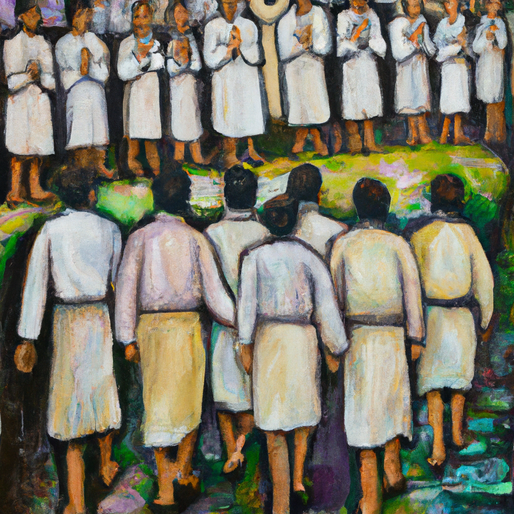 Image generated from Dall.e prompt 'An expressive oil painting of Believers are urged to follow steadfast examples, united in hope, standing firm in faith, as they strive toward heavenly aspirations.'